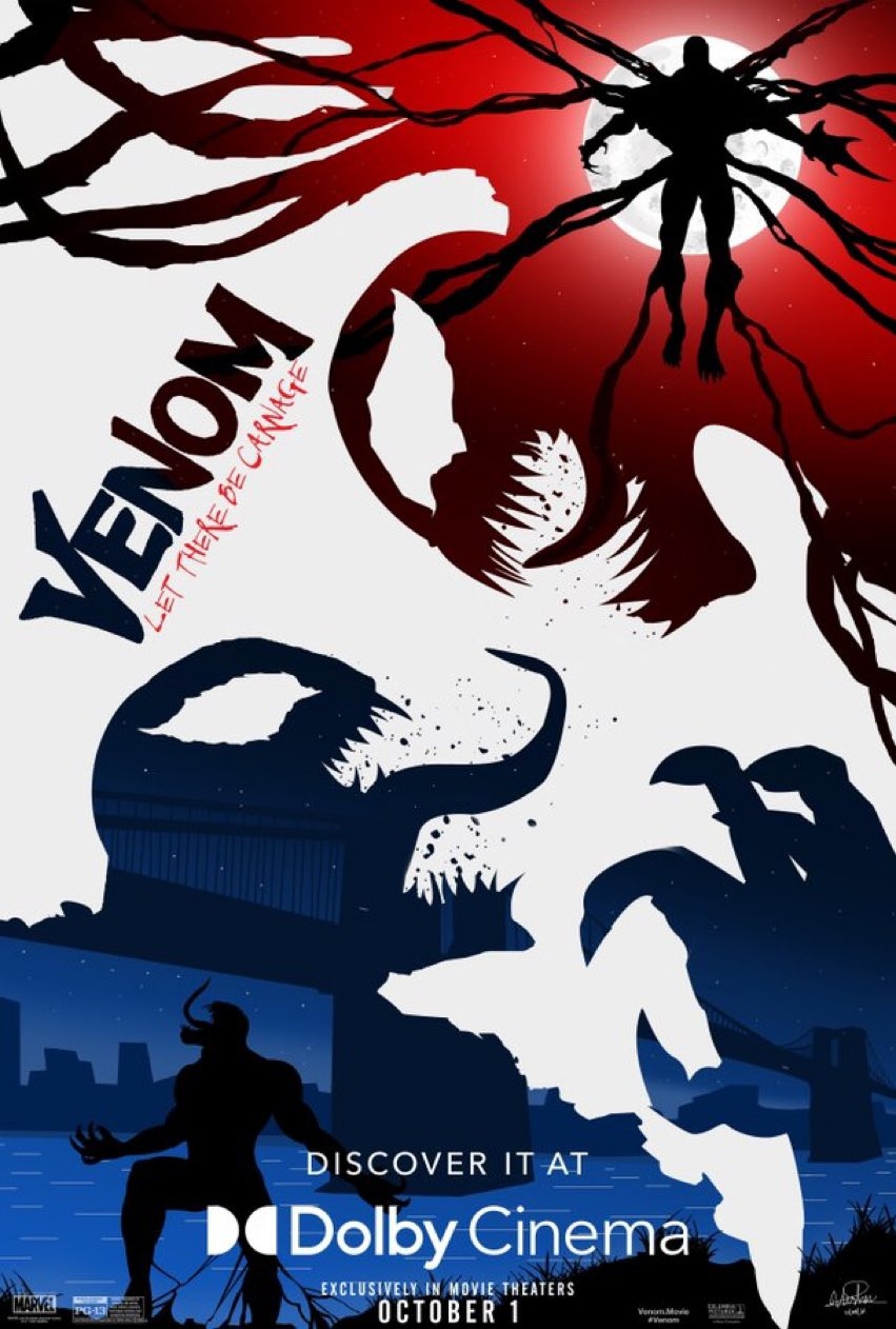 Рисованные симбиоты на новом постере фильма "Веном 2"